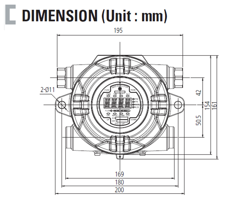 Explosion Proof Type Sampling VOC Gas Detector Dimension