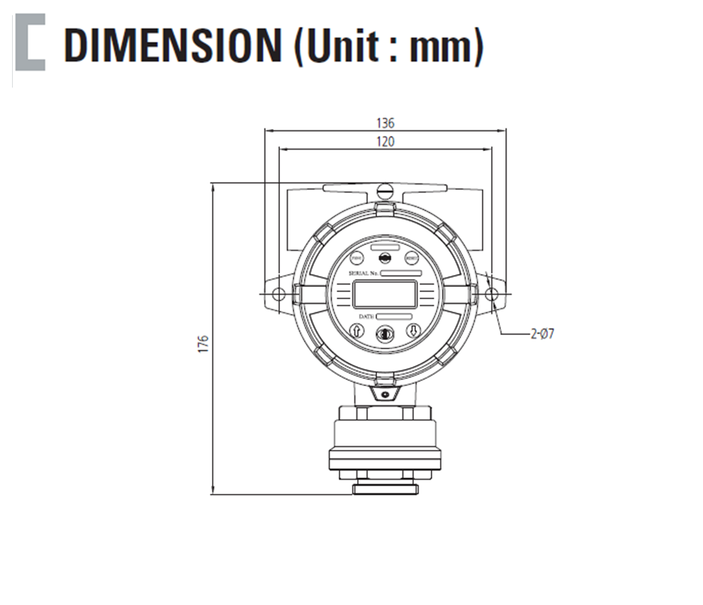 Explosion Proof Type Diffusion VOC Gas Detector Dimension