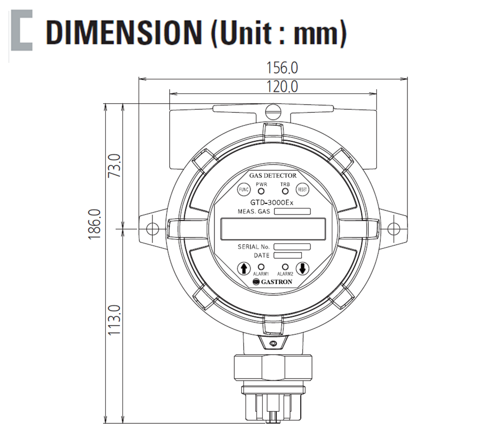 Intelligent Flammable Gas Detector Dimension